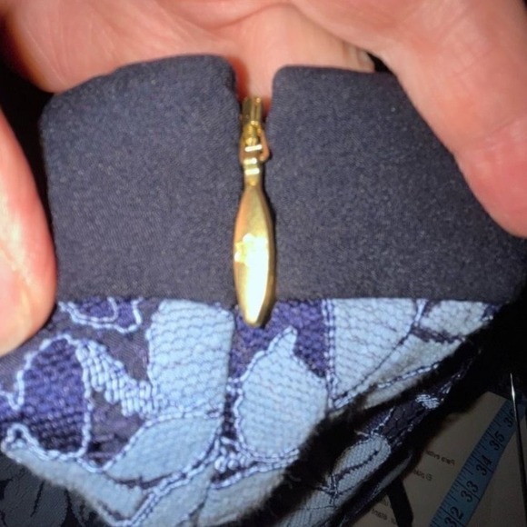 Draper James Navy Blue Light Blue Floral Lace A-Line Midi Skirt Size 0 - Picture 4 of 6